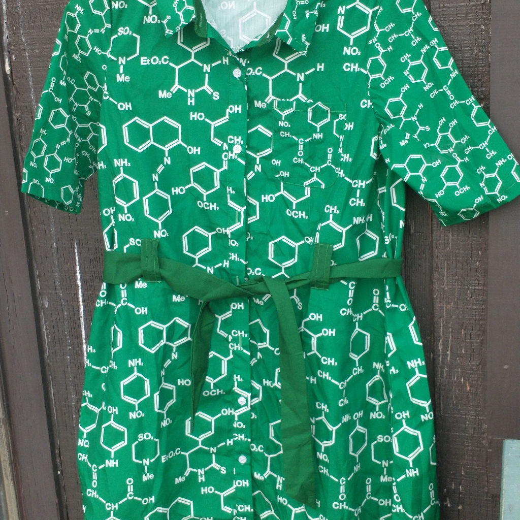 Exquisite And Educational Green Cowcow Chemistry Lettered Dress.